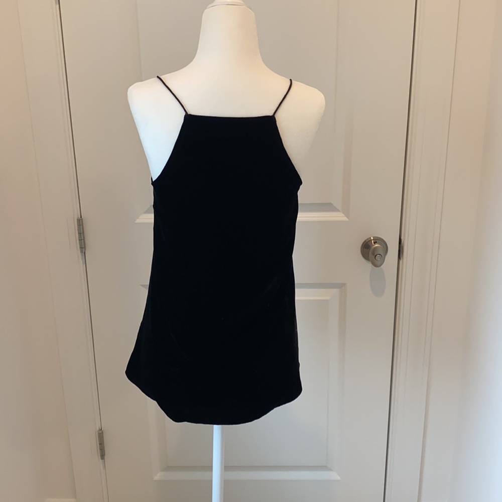 CAMI NYC black velour deep v top - Picture 3 of 4
